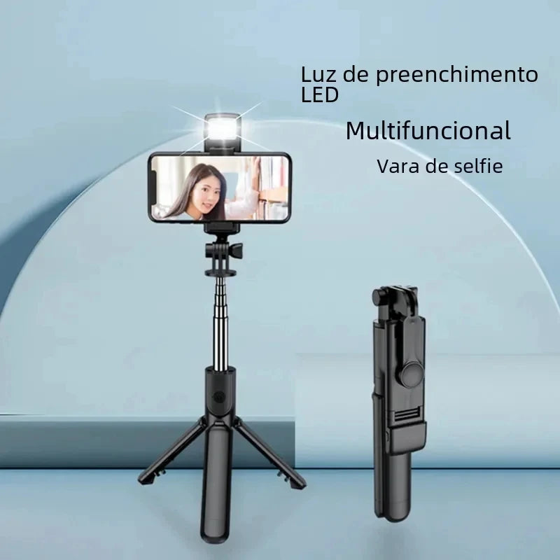 Palo de Selfie Bluetooth 3 en 1 con Trípode, Luz y Control Remoto